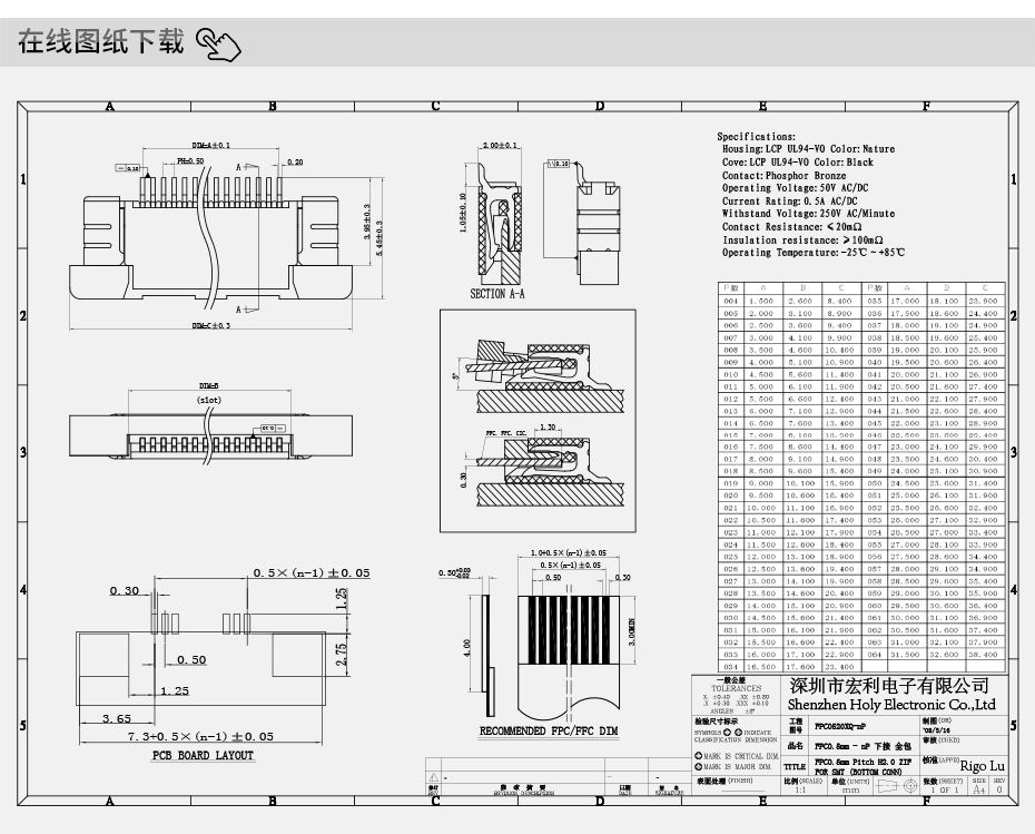 FPC/FFC連接器下接 抽屜式 0.5mm-6/8/10/12/20/30/40-60P,香蕉网址在线观看